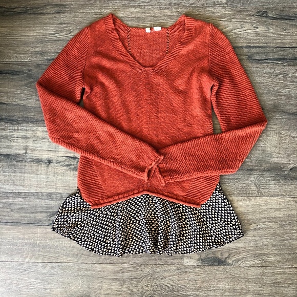 Anthropologie Sweaters - Anthro Moth Orange Layered Sweater Boho Small